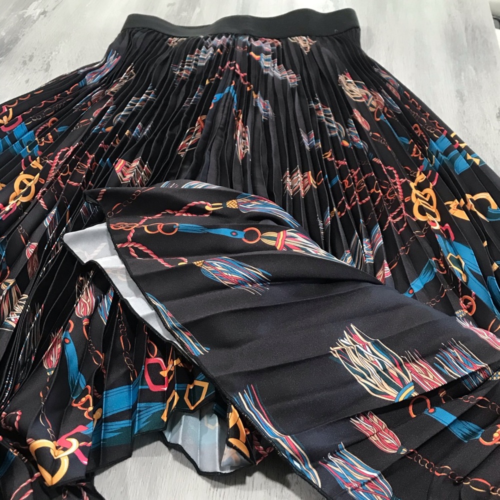 YMHY Black Pleated Skirt Print Size M